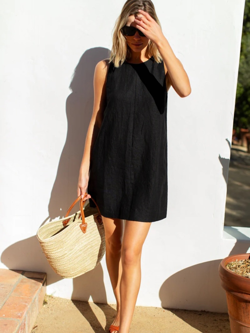 NWT // Black Linen Shift Dress